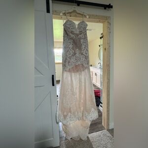 Signature White Sequin Embellished Sleeveless Wedding Gown